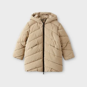 Zara Tan Puffer Coat With Rubberish Detail NWOT - Picture 1 of 8