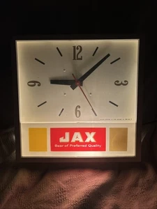 Letrero de reloj iluminado cerveza Jax de metal vintage extremadamente raro funcionando - Imagen 1 de 14