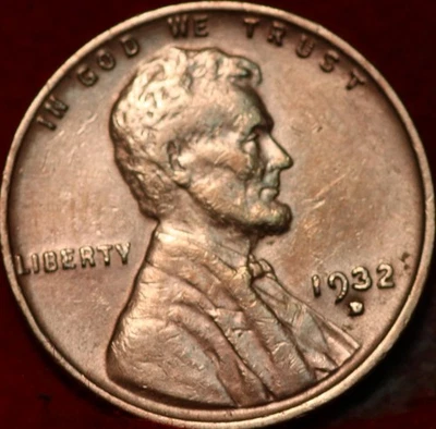 Uncirculated Red 1932-D Denver Mint Copper Lincoln Wheat Cent - Image 1 of 2