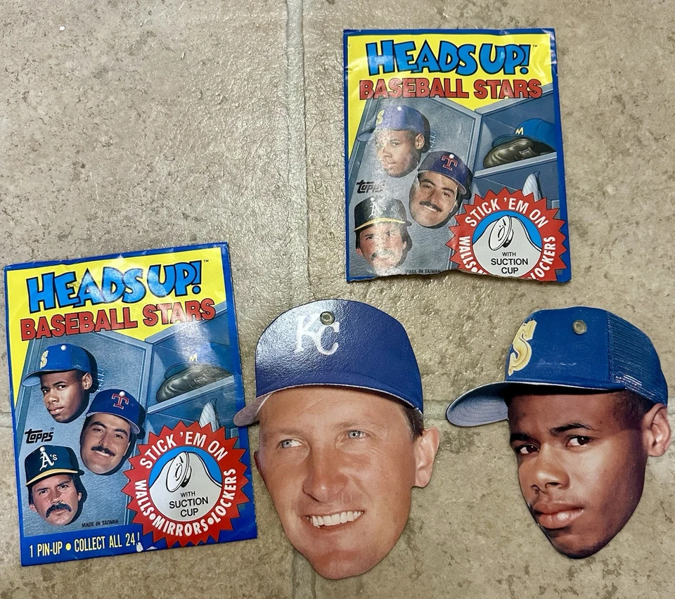 Topps Heads Up! 1990 Ventosa ventana adhesiva Griffey Jr. / Saberhagen/3 en total  Foto 1 de 4