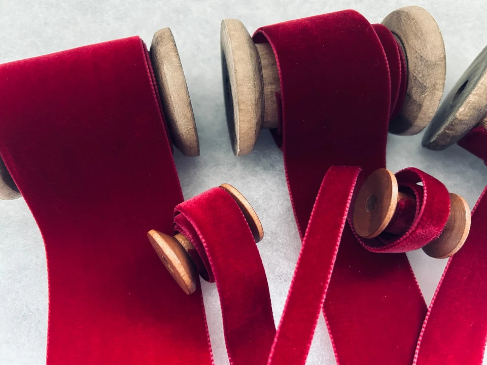 Dark Red Velvet Ribbon By Berisfords Choice of Widths and Lengths