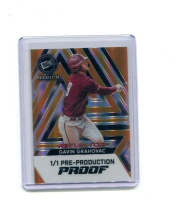 Pase de prensa de hojas 2024 Premium oro prueba prismática Gavin Grahovac novato 1/1 Foto 1 de 2