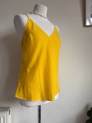 TOPSHOP BOUTIQUE 100% Silk Velour Cami. UK 12 Yellow Velvet BNWT - Image 1 of 4