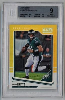 2018 Score Gold Zone Yellow /50 Carson Wentz BGS 9 - Image 1 of 2