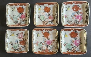 6 alte japanische Dip Saucenschalen für Sushi Wasabi Soja handbemalt - Bild 1 von 10