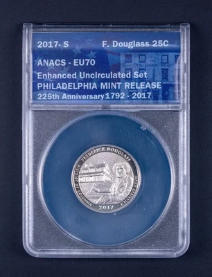 2017-S F Douglas DC Enhanced UNC Parks Quarter ANACS EU70 First of 500 BB188 - Image 1 of 2