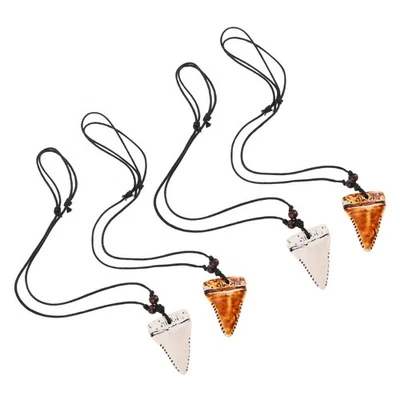  4-teilige Haifischzahn-Halskette, gefälschte Haifischzähne, Halskette für - Bild 1 von 4