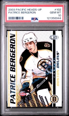 Patrice Bergeron 2003 Pacific Heads UP 102 Hobby Limited Rookie RC /250 PSA 10 - Image 1 of 3
