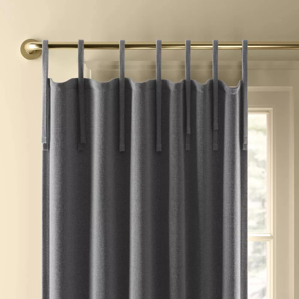 50"x63" Blackout Aruba Tie-Top Curtain Panel Gray - Threshold