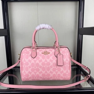 Borsa a tracolla Coach CV961 Signature tela rivestita 2 vie rosa outlet nuova - Foto 1 di 9