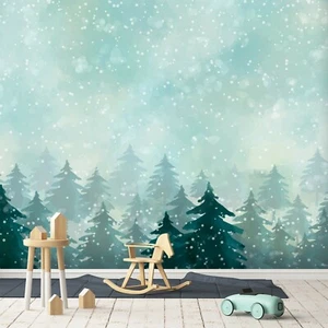 3D Forest Snow ZHU1972 Wallpaper Wall Mural Removable Self-adhesive Zoe - Picture 1 of 5