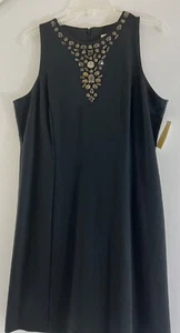 Michael Kors Black Poly/Blend Stretch Sleeveless Knee length Sheath Dress Sz L. - Picture 1 of 7