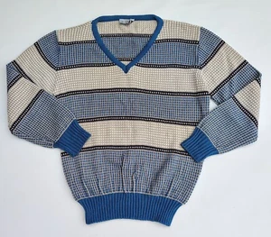 Grant Crest Mens Wear Long Sleeve Blue Stripe Pullover Sweater - Picture 1 of 7