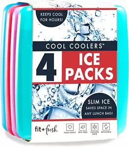 Schlanke wiederverwendbare Eisbeutel - 4er Pack Quick Freeze für Brotdosen & Kühlboxen - Bild 1 von 11
