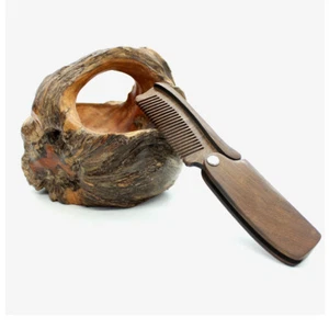 Klappbarer Holz Bart Schnurrbartkamm Schwarz Gold Sandelholz Bartkamm - Bild 1 von 8
