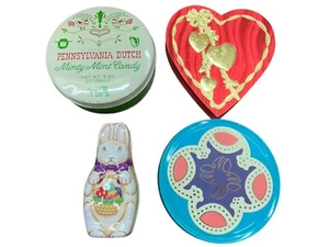 4 Vintage Dosen PA Dutch Minty Süßigkeiten Valentinstag Herzform Papier Box - Bild 1 von 10
