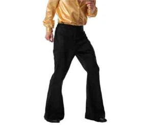 Black Flared Pants Flare Men 70s 1970s Hippie Retro Disco 60s Trousers Costume - Picture 1 of 1