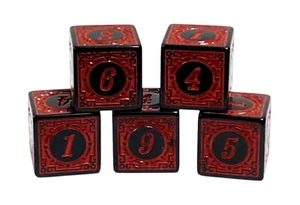 Antik-Würfel-Set: W6 - 15mm - schwarz/rot - Rollenspiel, Fantasy & Abenteuer - Picture 1 of 1