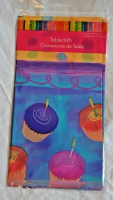 Sweet Stuff Cake Cupcake Birthday Party Decoration Plastic Table Cloth 72"x50" - Image 1 of 2