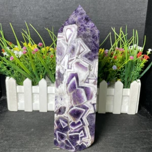 2.9LB 7.3" Rare Natural Dream Amethyst Tower Crystal Obelisk Point Quartz C1 - Foto 1 di 9
