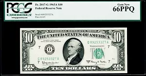 $10 1963A Federal Reserve Note Chicago Fr. 2017-G PCGS Gem New 66 PPQ - Picture 1 of 3