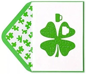 Papyrus Four Leaf Clover Puzzle St. Patrick's Day Card - Picture 1 of 2