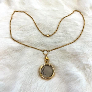 Blessed Floating Shaker Locket Necklace Pendant Rhinestone Gold Tone Metal 15416 - Picture 1 of 8