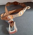 3-D Ddd #795 Tan Leather Belt W/ Silver Hearts/Conches And Buckle. Size 34/39In