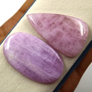 2 Pcs Natural Kunzite Untreated 53.3mm-53.7mm Top Grade Cabochon Loose Gemstones - Picture 1 of 11