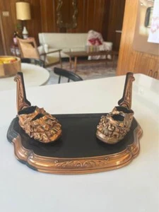 Vintage Antik Bronze Baby Schuhgestell Baby Mädchen Schuh 40er Jahre - Bild 1 von 10