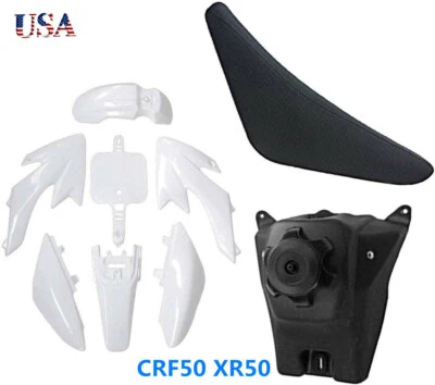 Guardabarros de plástico blanco + tanque de combustible + asiento para pit bike Honda CRF50 CRF50F XR50  Foto 1 de 4