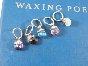 Waxing Poetic Sterling Silver TINY LIGHT Simulated Birthstone Charm Pendant - Picture 1 of 5