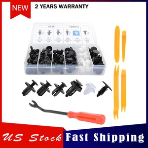 6size 100* Clip Car Push Pin Rivet Bumper Door Panel Retainer Fastener 5Tool Kit - Picture 1 of 14