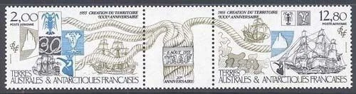 French Southern & Antarctic 1985 30th Anniv Triptych Sc# C90a - Image 1 of 1