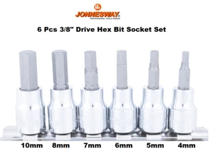 Jonnesway S50H3106S Hex Socket Set 3/8" Drive 6 Pcs Bit Allen Key Metric 4-10MM - Picture 1 of 4