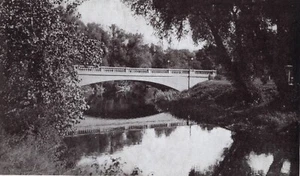  Vintage RPPC Cavin Street Bridge and Riverside Park, Ligonier Ind.  Postcard P1 - Picture 1 of 3