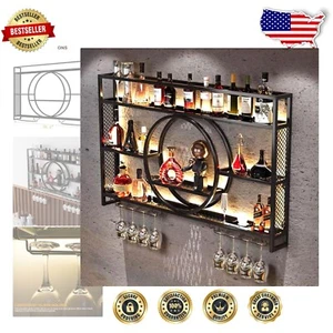 Sturdy Wall Mounted Wine Rack with Built-In LED - Convenient for Entertaining - Picture 1 of 8