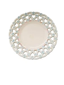 Salad Dessert Plate Lattice Edge White Plate Blue Flowers 7" - Picture 1 of 6