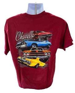 Chevy Chevelle T-Shirt - Red w/ 4 Late Model Cars & Emblem - Picture 1 of 5