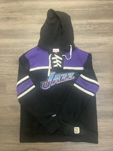 Mitchell & Ness NBA Utah Jazz Hockey Hoodie Mens L Black Cover