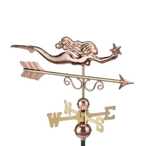Good Directions Weathervanes 28" x 15" Copper Pure Little Mermaid Roof Mount - Picture 1 of 5