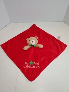Little Me My First Christmas Security Baby Blanket Bear Red Satin Backing - Picture 1 of 7