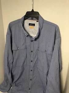 Camisa Orvis Abotonada XXL Cuadros Guinga Azul Manga Larga Calce Activo Exterior - Imagen 1 de 12