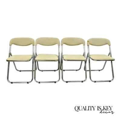 老式意大利中世纪镀铬软垫折叠游戏椅 - 4 件套 — 第 1/4 张图片