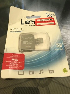 NEW Lexar by Micron - Mobile microSDHC 16GB with Adapter - Brand New Sealed - Image 1 of 2