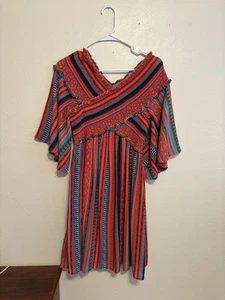 Vestido de Vaquera Flying Tomato Southwestern Country Calado Fuera del Hombro M - Imagen 1 de 7