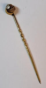 Antike 18 Karat Gold Stecknadel mit 3 mm 0,10 Karat Diamant 1 Gramm - Bild 1 von 6