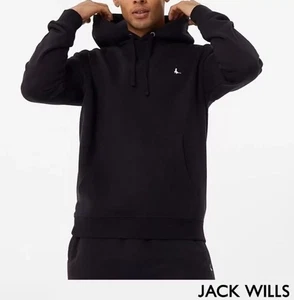 Jack Wills Men's Logo Hoodie in Black, Size XL New - Picture 1 of 4