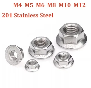 201 Stainless Steel with Teen Flange Nut Inner Diameter M4 M5 M6 M8 M10 M12 - Picture 1 of 12
