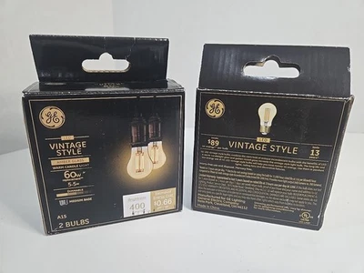 GE Vintage Style LED Light Bulbs 2-Pack Lot (4 Bulbs) A15 Warm Amber Glass - Image 1 of 4
